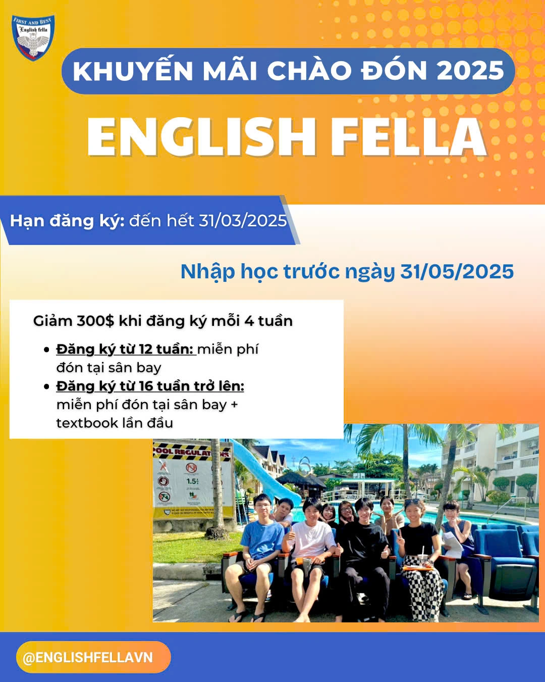 Tưng bừng đón năm mới 2025 với ưu đãi lớn tại GV Education - Cơ hội học tiếng anh tại English Fella 